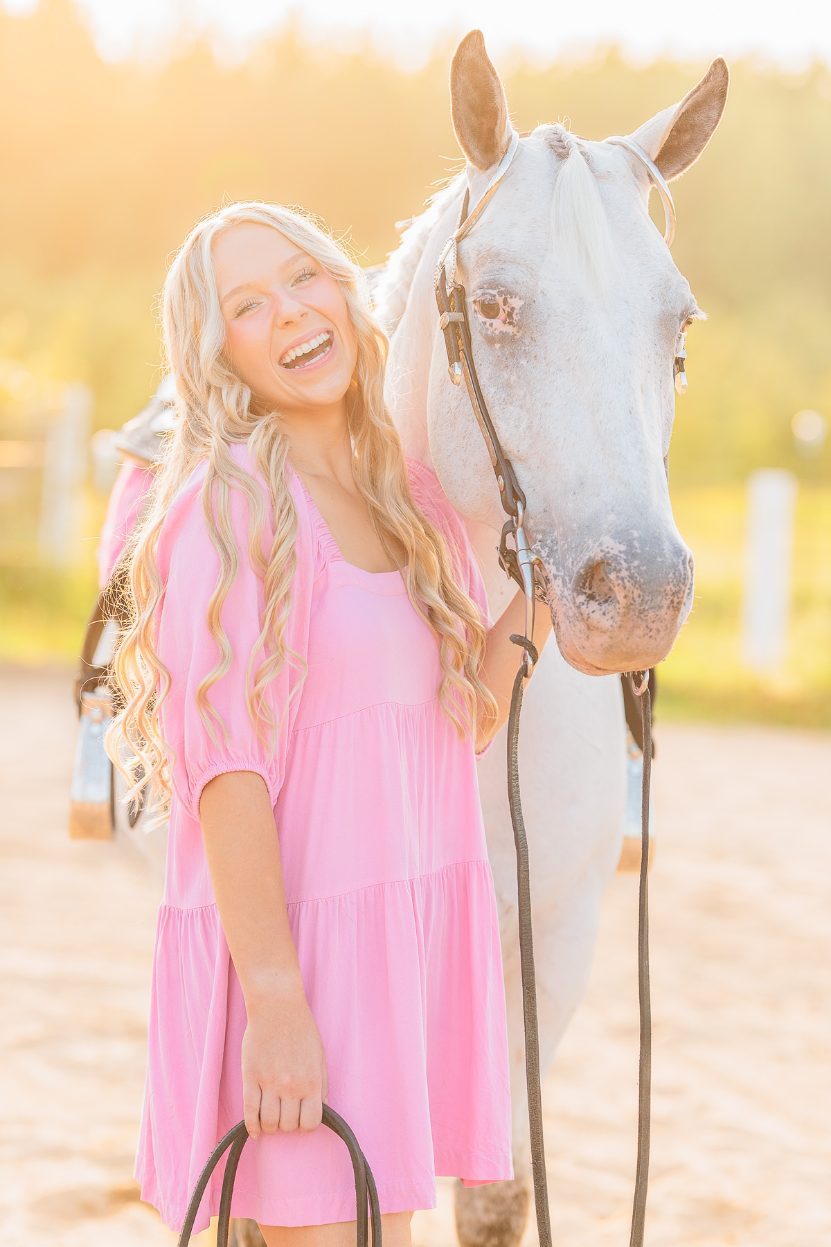 senior girl with pony at sunset in wausau wi